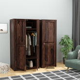 Woodwing Solid Sheesham Wood Wardrobe Set (Walnut Finish)